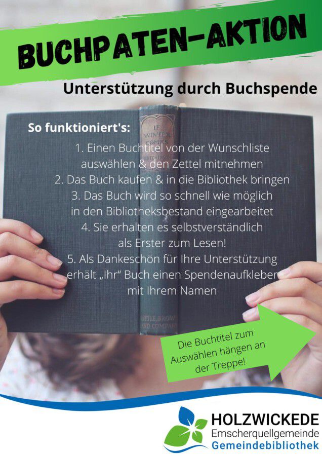 Der Flyer zur Buchpaten-Aktion.