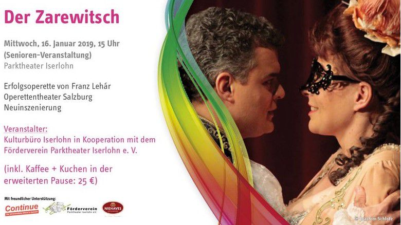 Die Senioren-Begegnungsstätte lädt zu einer Fahrt zum Parktheater Iserlohn ein, wo die Operette "Der Zarewitsch" aufgeführt wird.