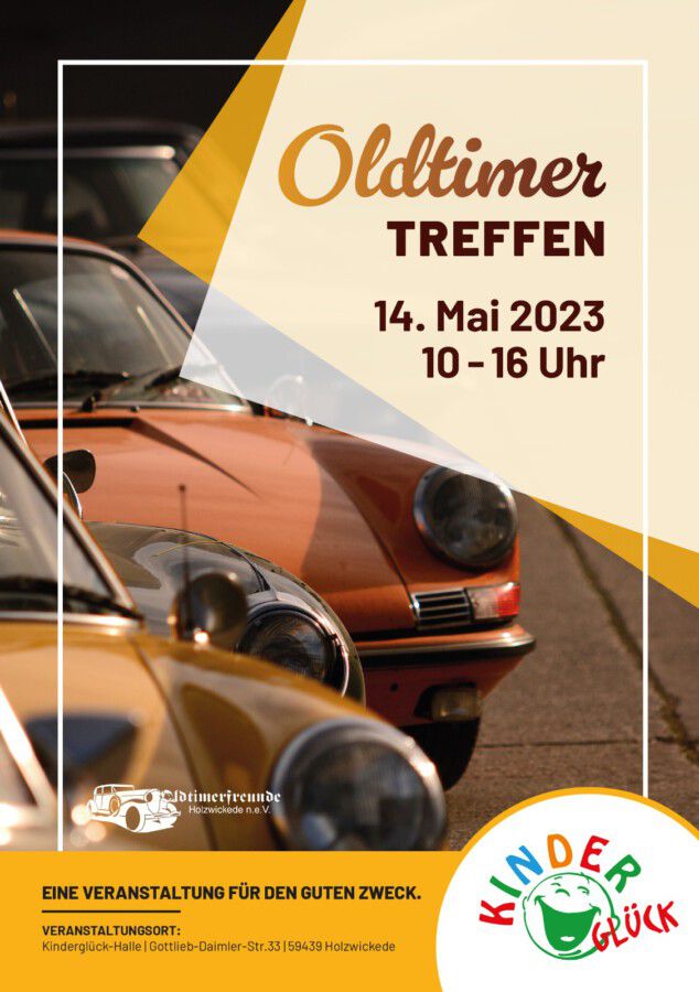 Der Flyer zum Oldtimertreffen an der Kinderglück-Halle. (Fotocredit: Stiftung Kinderglück)