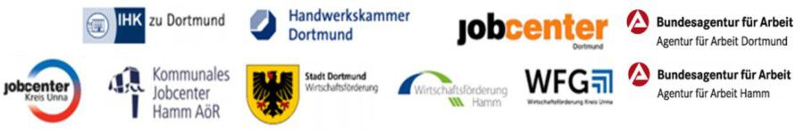 Die Kampagne ist eine gemeiname Initiative des AK Arbeitsmarkl Westfälische Ruhrgebiet: Logos der Mitglieder.
