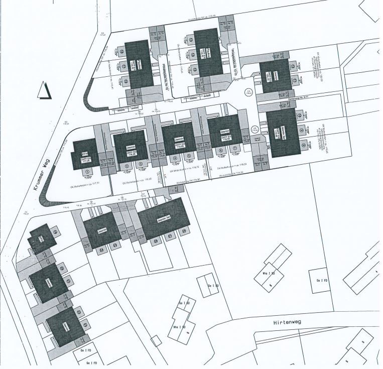 Diese Skizze zeigt die geplante Bebauung im baugebiet "Krummer Weg". 
