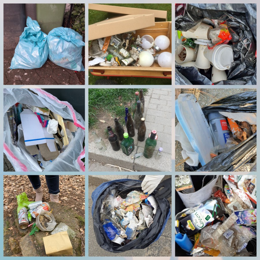  Die Ergebnisse ihrer Abfallsammlungen posten die Ehrenamtlichen in den sozialen Medien: Müllcollage nach einer Sammlung in Holzwickede. (Foto: privat) 