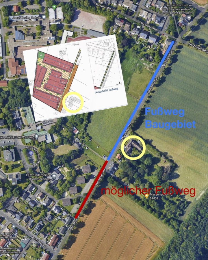 Diese Darstellung fügte die CDU-Fraktion ihrem Antrag zur Verlängerung des geplanten Gehweges am Neubaugebiet Massener Straße bei.  (Foto: CDU Holzwickede)